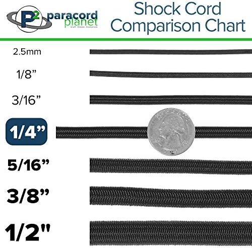Paracord Planet | 1/4 inčni elastični šok bungee kabel najlon za izradu Stretch String konop | Napravljen u SAD-u