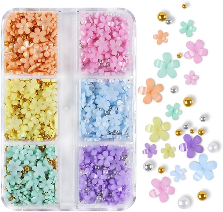 3d akrilno cvijeće Macaron boja Set Nail Art čari metalne perle dijelovi DIY dizajn Kawaii