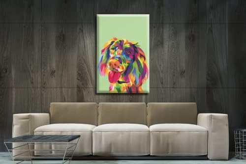 Akrilni stakleni okvir Moderni zidni umjetnički šareni pas - Sažetak životinje serija - Dizajn