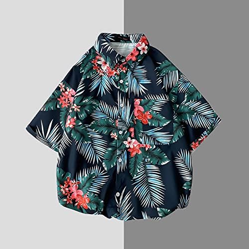 Ženske havajske majice Ljeto dugme dole spuštaju majicu s kratkim rukavima Havaji cvjetni tisak za odmor