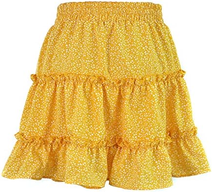 NaRHbrg ljetni Skorti za ženske cvjetne kratke suknje s volanima Boho Print Plisirana mini suknja na plaži sa vezicom