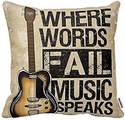 Decorbox Where Words Fall Music govori citiraj jastučni jastuk za jastuk Vintage jastuk Poklopac gitarske