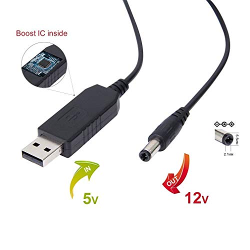 HiLetgo 3kom USB u DC konvertit kabl 5V u 12v Voltage Step-Up kabl 5. 5x2. 1mm DC Connect muški 1m