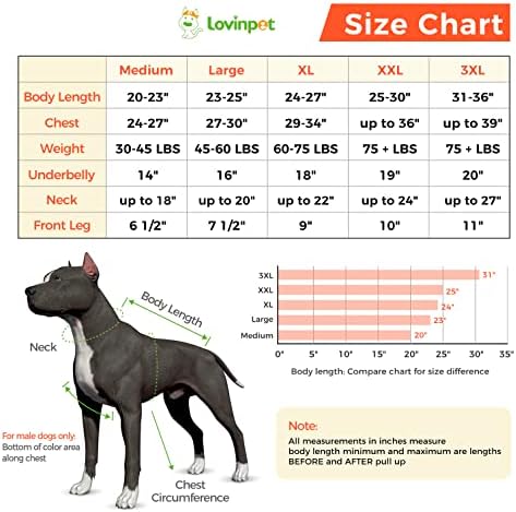 LovinPet Veliko odijelo za oporavak pasa-potpuno prekrivanje velikog psećeg Bodija za zaštitu od rana hirurški oporavak dobro odijelo za rane na trbuhu nakon operacije izrezani dizajn abdomena, XL