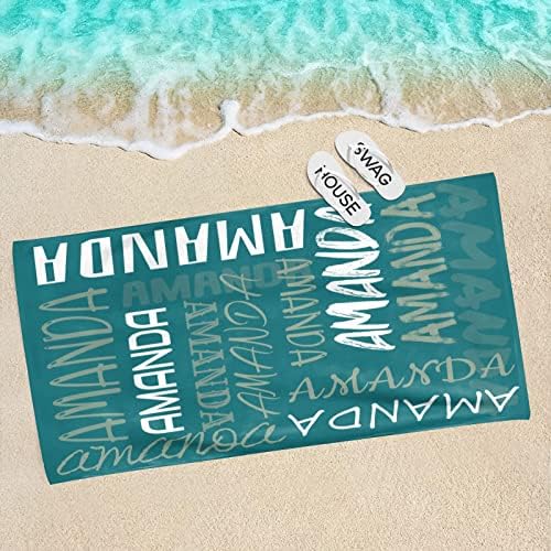 Personalizirani ručnici za plažu prilagođeni ručnik s bazenom s tekstom imena za odrasle žene