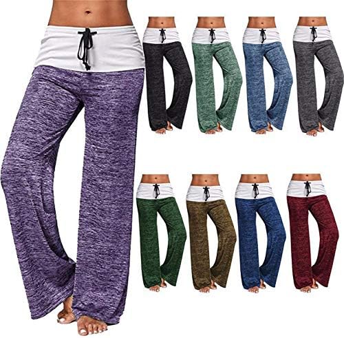 Andongnywell Womens Yoga Duksevi Labavi vučni salon široke noge Padžama hlače Vježba Joggers Hlače pantalone