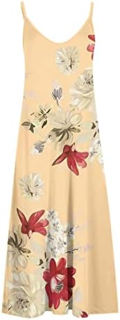 Spring haljine HGCCGDU za žene 2023 ljeto bez rukava Maxi haljina V izrez cvjetna printica haljina za