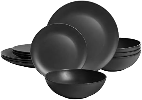 Setovi za večeru 12 kom crne ploče i zdjelice postavljaju melaminske ploče unutarnje i vanjsku upotrebu matte