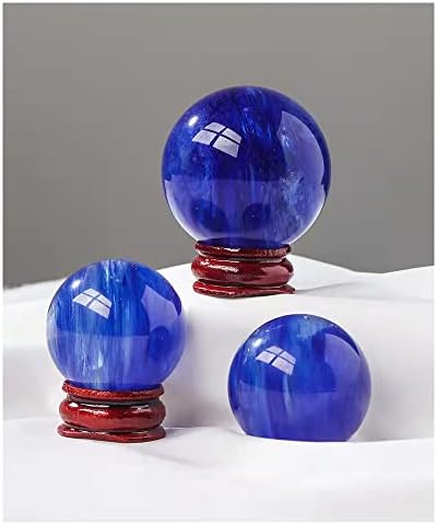Odabrana plava kristalna kugla 30/40/50 / 60mm sa drvenim osnovnim postoljem Lensball Fotografija, prozirna divinacija ili feng shui, bogatstvo govore lopta