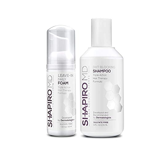 Šampon za gubitak kose i pjenu koja se ne ostavlja / DHT borbene veganske formule za Prorijeđenu kosu koje su razvili dermatolozi / doživite zdraviju, puniju i deblju kosu - Shapiro MD | 1 mjesec