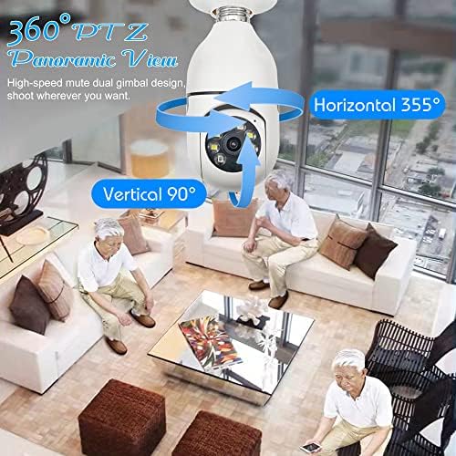 Elytsemoh 1080p Smart Home Home Prirodna kamera, E27 fotoaparat, panoramska bežična sigurnosna zaštita