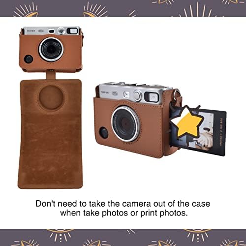 MUZIRI KINOKOO Instax Mini EVO Case-kompatibilno za Fujifilm Fuji Instax Mini EVO/Polaroid Mini EVO Instant kameru-sa podesivim remenom za Rame - u smeđoj teksturi ličija u horizontalnom stilu