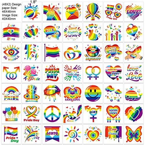 HOWAF 96pcs gay pride Prideri tetovaža, poklon Dan Dekoracije za zabavu, LGBT lažne naljepnice za tetovaže za