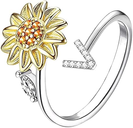 Zaručni prstenovi za žene 26 slova od suncokreta Rotible Vjenčani prsten za žene Modni nakit Pribor