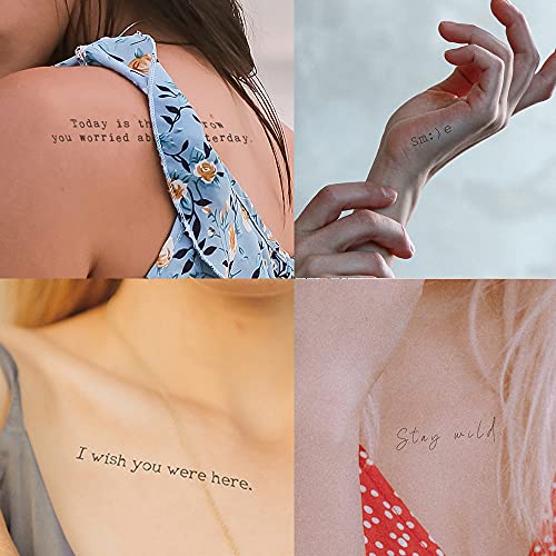 Everyjoy Realistične inspirativne riječi Privremene tetovaže 20 dizajnira velike vodootporne citate tetovaže za žene i muškarce 2 listova