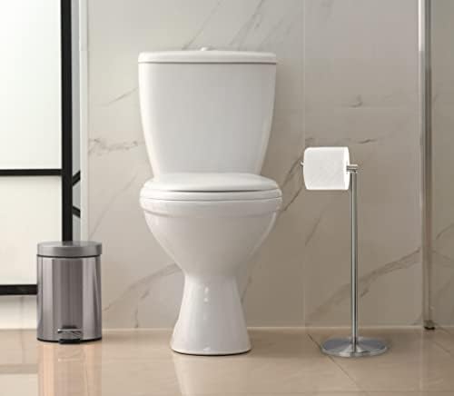 BROOKSTONE, minimalistički Hromirani držač toaletnog papira sa dozatorom, Samostojeći Organizator maramica za kupatilo, minimalno rešenje za skladištenje, moderan dizajn, drži 3-4 ekstra velike rolne