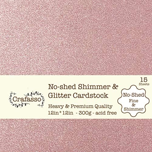 Crafasso bez šupljeg svjetlucavog sjaja Glitter Cardstock, 12 x 12 300gms, 15 listova, ružino zlato