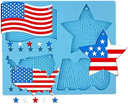 Cestony American Flag USA Striped Karta Star Clean Cleanchain Epoxy smolin silikonski kalup DIY pečenje za dan nezavisnosti Dan izbora