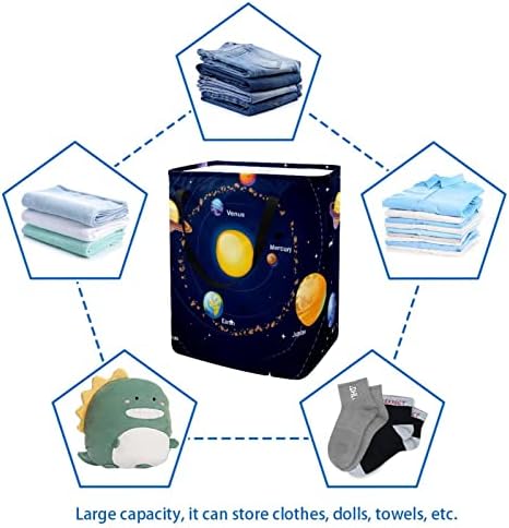 Solarni sistem Space Galaxy Planets Print sklopiva korpa za veš, 60L vodootporne korpe za veš kanta za veš igračke skladište za spavaonicu u kupatilu