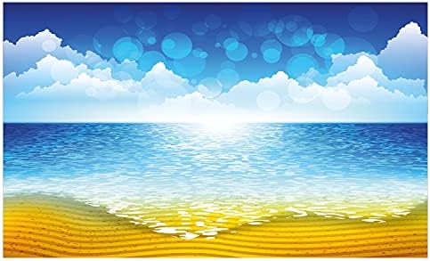 AMBESONNE Grafička plaža Keramička držač četkica za zube, morska horizont pješčana obala i oblačno nebo Slika, ukrasna svestrana kontratona za kupatilo, 4,5 x 2,7, perzijska plava narančasta