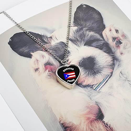 Vintage Boricua Pride portorikanski pr Zastava pet srce urna ogrlica Print Memorijalni nakit pet kremiranje privjesak za pepeo psa mačke