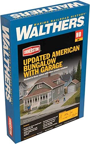 Walthers Cornerstone HO Scale Model Kit-ažurirani Američki bungalov sa garažom za jedan automobil