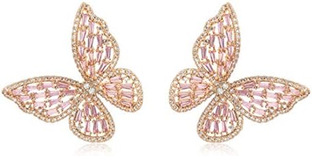 Elegantne naušnice za žene djevojke Pink Butterfly naušnice nevjeste djeveruše vjenčani nakit
