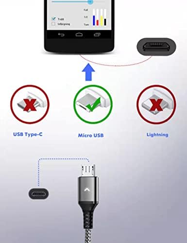 JiuwFox 4-pack Micro USB Android punjač za punjač, ​​Micro USB Cord za punjenje za Samsung Galaxy S7 Edge S6 S5 J7 J7V J5 J3, Moto E6 E5 E4, LG K40 K20, Xbox, PS4 [1 + 3 + 6 + 10 FT]