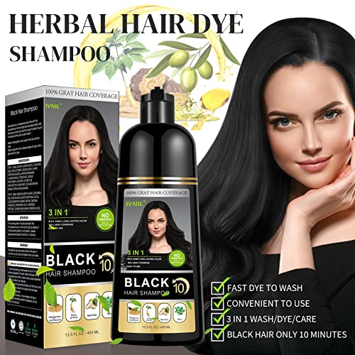 Ivnil Black Hair Dye Shampoo permanent Herbal Hair Color Shampoo 3 u 1 prirodni šampon - prekrivanje sijede
