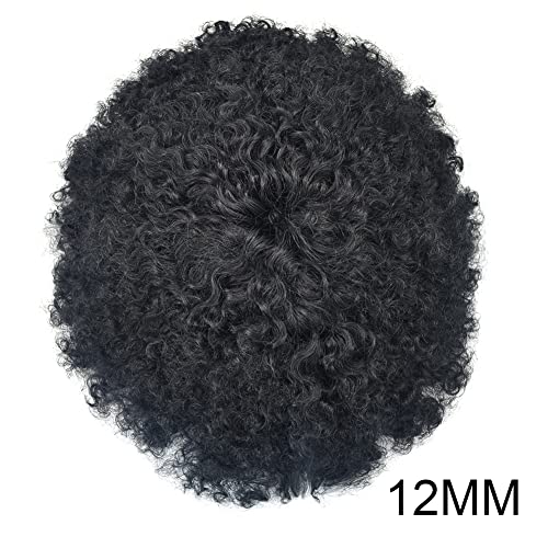Afro Tupee za crne muškarce Full Poly Skin PU Injection Kinky Curly Hairpieces African American Wave Human Hair
