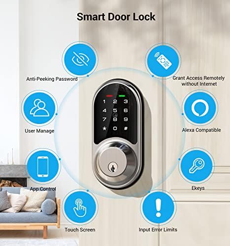 Veise Smart Lock, brava za ulazna vrata bez ključa, pametne Brave za ulazna vrata sa App kontrolom, Elektronska