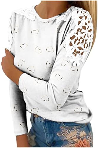 Ženske vrhove Dressy Ležerne prilike čipke Šuplje rame Dugi rukavi O-izrez Majica Trendy mamine majice