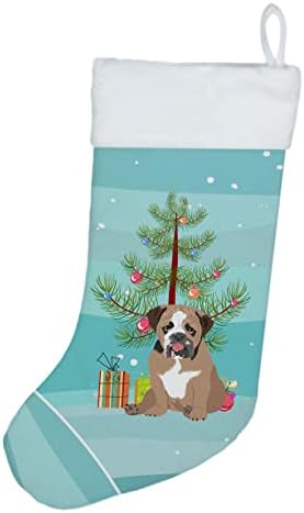 Caroline's bysures WDK3046CS Engleski buldog tricolor # 4 božićne božićne čarape, kamin Viseći čarape Božićna sezona Dekor zabave Obiteljski odmor,
