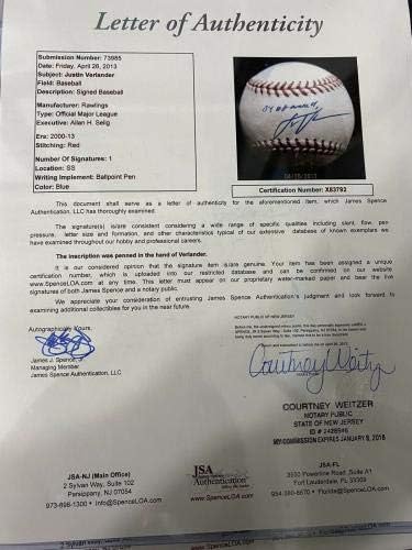 Justin Verlander 04 2 Ukupno potpisano rookie potpis bejzbol JSA loa - autogramirani bejzbol