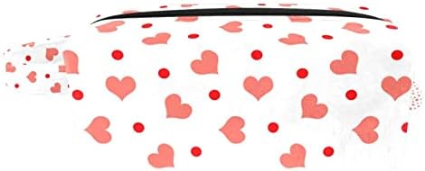 Viseća turistička torba za toalet, prenosivi organizator šminke, kozmetički držač za set četkica, ružičasto crveno srce Vintage Valentine