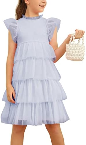 Coutgo djevojačka haljina od tila sa volanima rukav višeslojne haljine ljetna jednobojna Tutu suknja