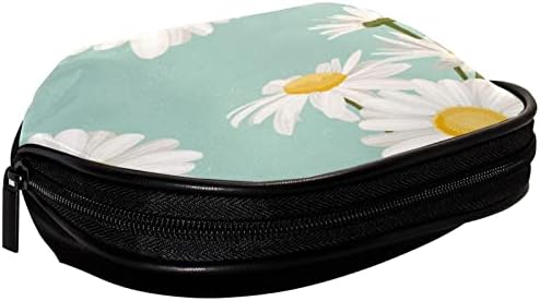 Mala šminkarska torba, patentno torbica Travel Cosmetic organizator za žene i djevojke, Daisy Bijeli cvjetni