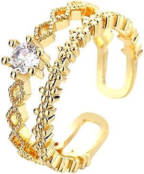 Podesivi otvoreni prstenovi za žene Dainty Gold & Srebrni dijamantni prstenovi elegantni cirkonski