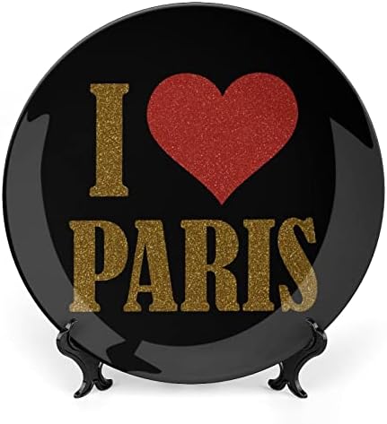 Volim Paris Dekorativnu ploču okrugla keramička ploča koštana ploča s prikazom za odlaganje za