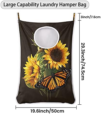 Suncokret leptir viseća torba za veš, preko vrata torba za veš teška izdržljiva torba za skladištenje