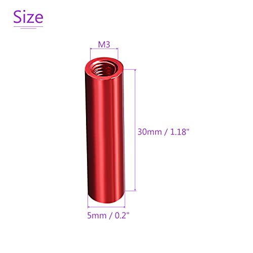 Dmiotech 10 paketa m3x30mm aluminijumski spacer aluminijski sastanci okrugli razmakni dijelovi razmakni vijčani post za RC, crvena