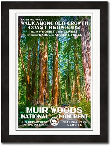 Posteri Nacionalnog parka Nacionalni spomenik Muir Woods, dodajte malo Retro štih u svoj dom - originalni Vintage dizajn dekora Nacionalnog parka Roberta B. Deckera - reciklirani materijal - Neuramljen-13x 19