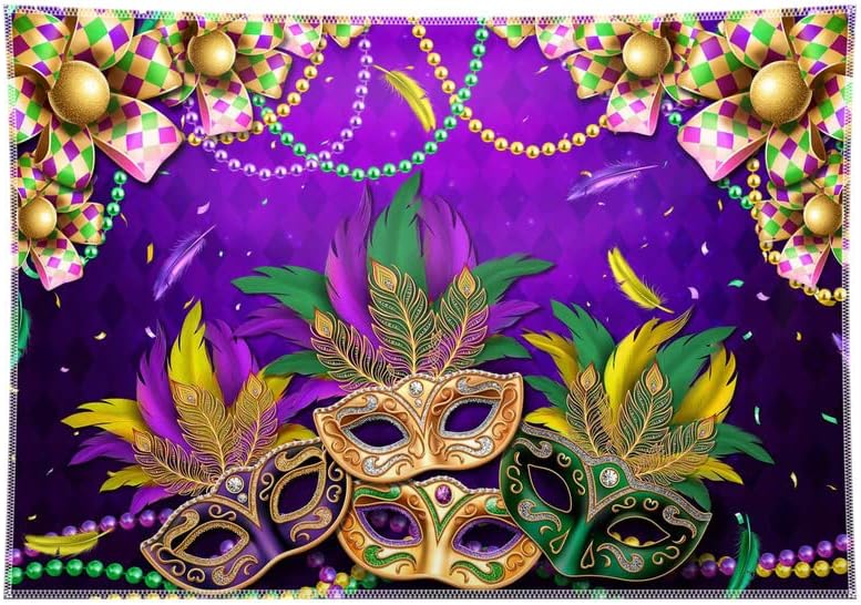 YCUCUEI 68x45inch Mardi Gras pozadina Karneval Masquerade pozadina New Orleans Festival Party Dekoracije masti utorak maska perle photo Banner Booth
