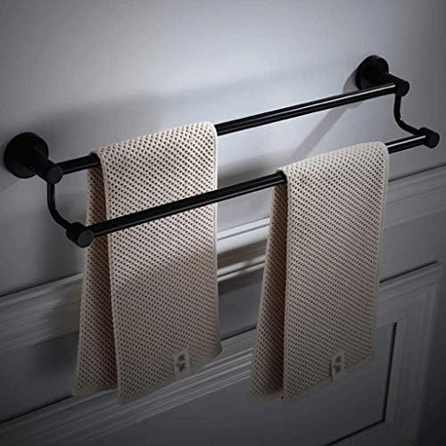 Lymjj ručnik za ručnik - Dvostruki ručnik od nehrđajućeg čelika, crni okrugli nosač ručnika, stalak