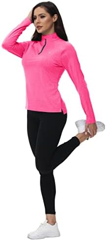 Basudam ženski pulover s dugim rukavima na dugim rukavima Zip Performanse Wicking UPF 50+ za trčanje treninga