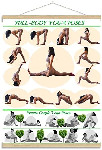 Luksuzni privatni par Yoga Poses Poster Art Painting-nestašne vježbe istezanja cijelog tijela Tabela položaja joge poklon ljubavnika joge 12x16in