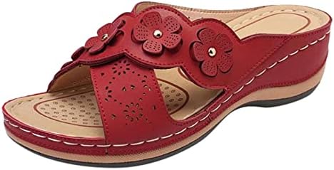 Papuče za žene Vintage Cross Open Toe Slide Floral Decore Wedge sandale na otvorenom za hodanje Flops ljetne