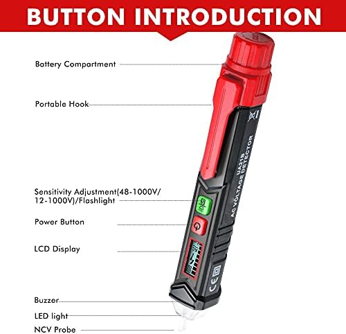 WDBBY AC naponski tester UA21B Ne-kontaktni napon Otkrivanje olovke 12V-1000V sa LCD ekranom LED lampica BUZZER Alarm