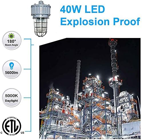 40W LED svjetlo za eksploziju sa UL 844 certificiranom klasom I Division II, AC100-277V, 5600 lumena, 5700K, IP66 vodootporan