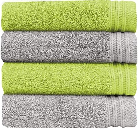Weidemans premium čisti pamučni ručnik za ruke 18 x 30 | Apple Green & Silver Ručni ručnici | Set od 4 ultra